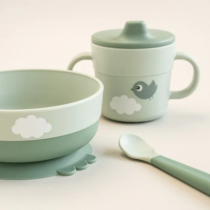 Set pappa Foodie Verde: ciotola, cucchiaino e tazza - immagine 4
