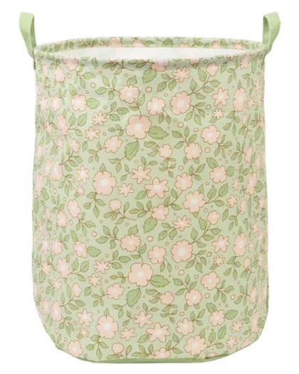 cesto portaoggetti con disegni di rose verdi