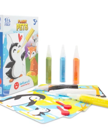 kit di gioco creativo per bambini da colorare con la sabbia. Kit sabbiarelli a tema cuccioli di animali