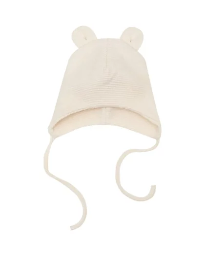 cappellino in lana con orecchie per bambini di colore bianco