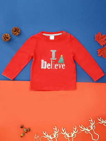 Maglia natalizia per bambini di colore rosso