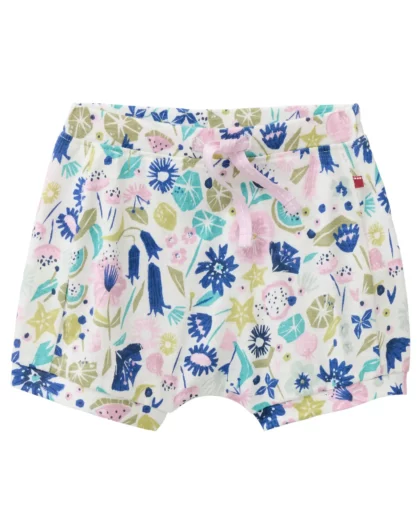 short in cotone biologico per bambini, bianchi con disegni colorati