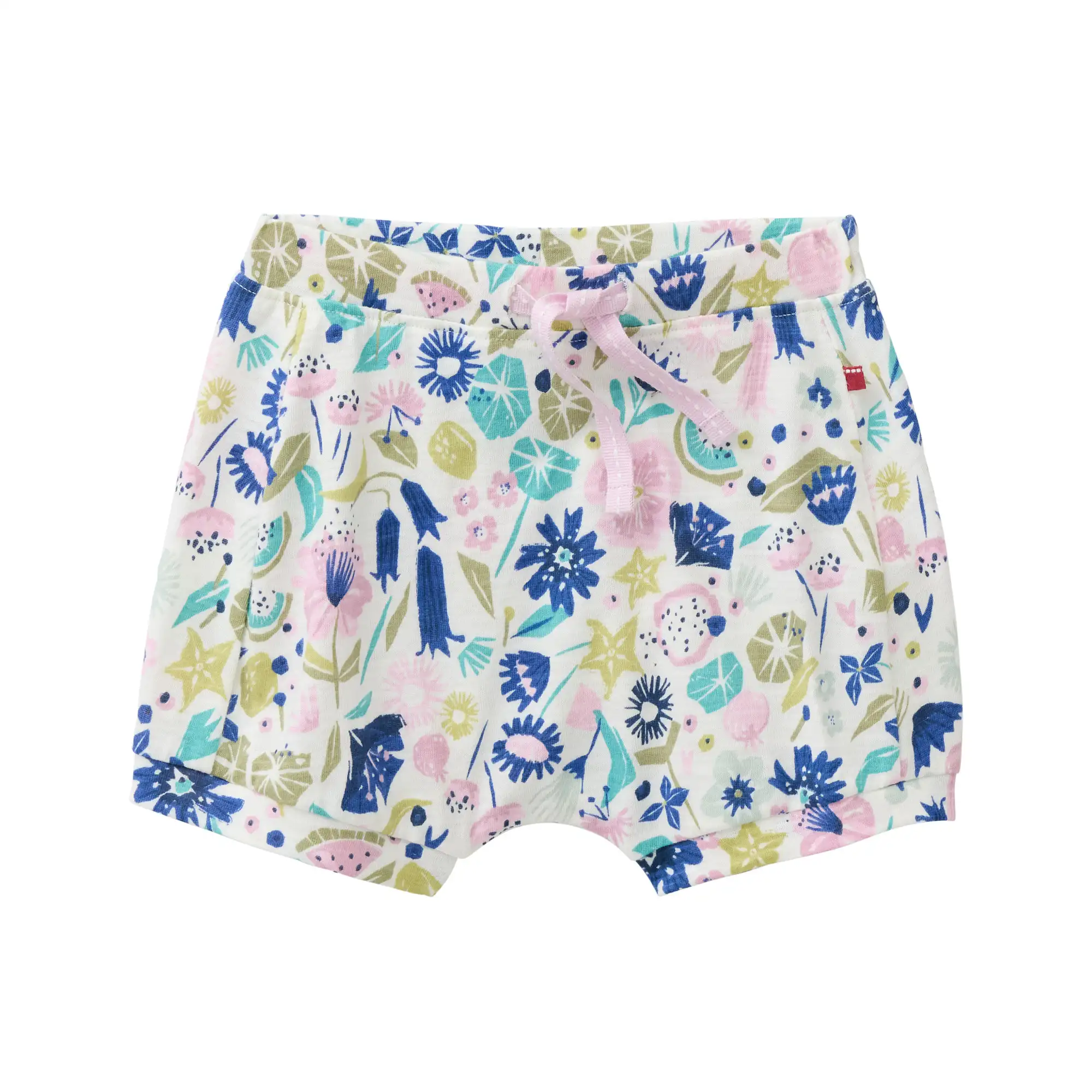 short in cotone biologico per bambini, bianchi con disegni colorati