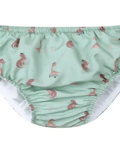 costume contenitivo verde con fantasia di dinosaurri