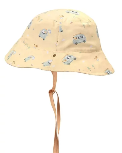 cappellino reversibile raggi UV giallo con disegni di surfvan