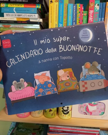 calendario della buona notte per bambini, con adesivi. Libri con adesivi di topotto