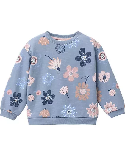 felpa in cotone biologico con stampe di fiori
